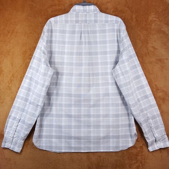 BLOOMINGDALES Mens Shirt Medium Gray Check Button Up Workwear Tattersall Plaid - Picture 4 of 7